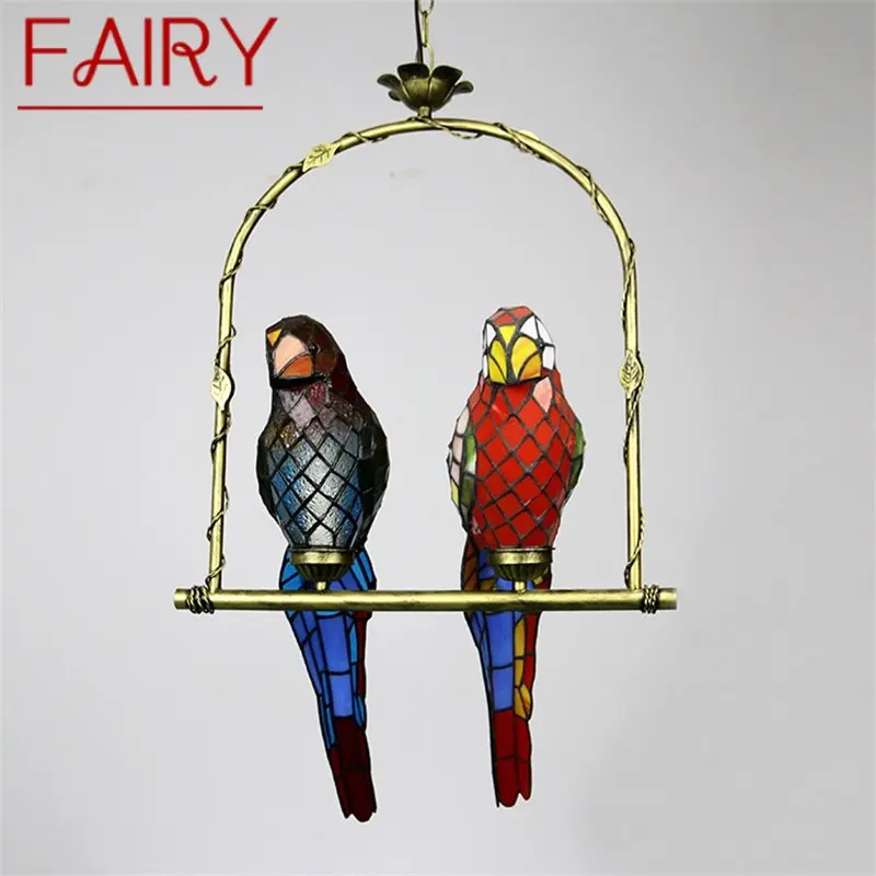 

FAIRY Tiffany Parrot Pendant Lamp LED Creative Design Color Glass Hanging Light for Home Bedroom Study Aisle Decor