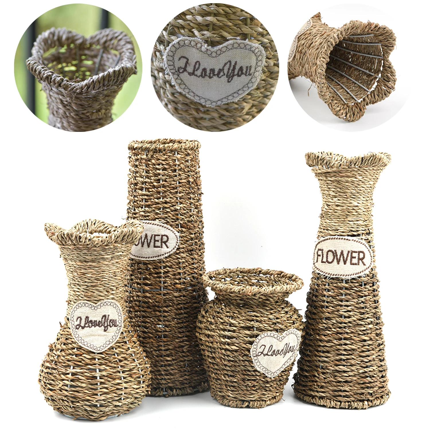 Flower Vase Decoration Home  Weave Flower Pot Flower Basket Rattan Vases for Flowers