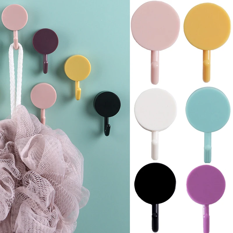 Настенный крючок для двери с круглой рамой цветная немаркирующая кухонная