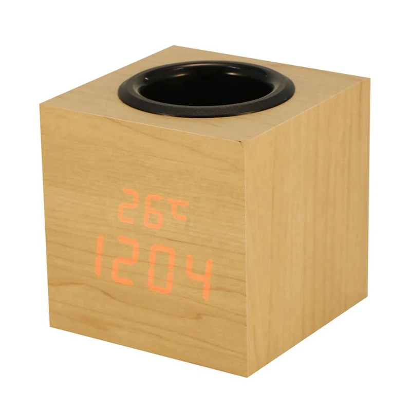 

Держатель для ручки, будильник, электронный держатель для ручек, деревянный Настольный органайзер для часов и офиса