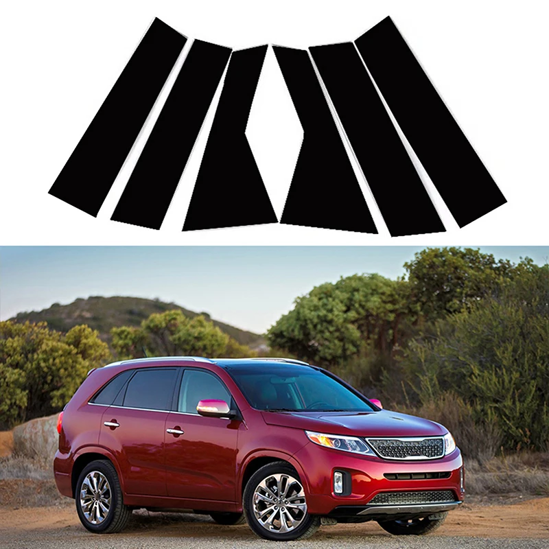 6 шт./набор глянцевые черные столбики Для Киа Sorento 2011 2012 2013 2014 2015