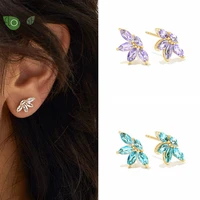 925 sterling silver needle delicate flower earrings for women fashion high quality zircon stud earrings wedding luxury jewelry