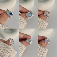 modoma korea fashion adjustable simple opening rings for women luxury silver color aesthetic finger rings elegant female jewelry