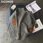 Свитер мужской оверсайз ZAZOMDE в стиле Харадзюку, весна 2022, свободный винтажный вязаный свитер, уличная одежда, пуловер с круглым вырезом, однотонная трикотажная одежда