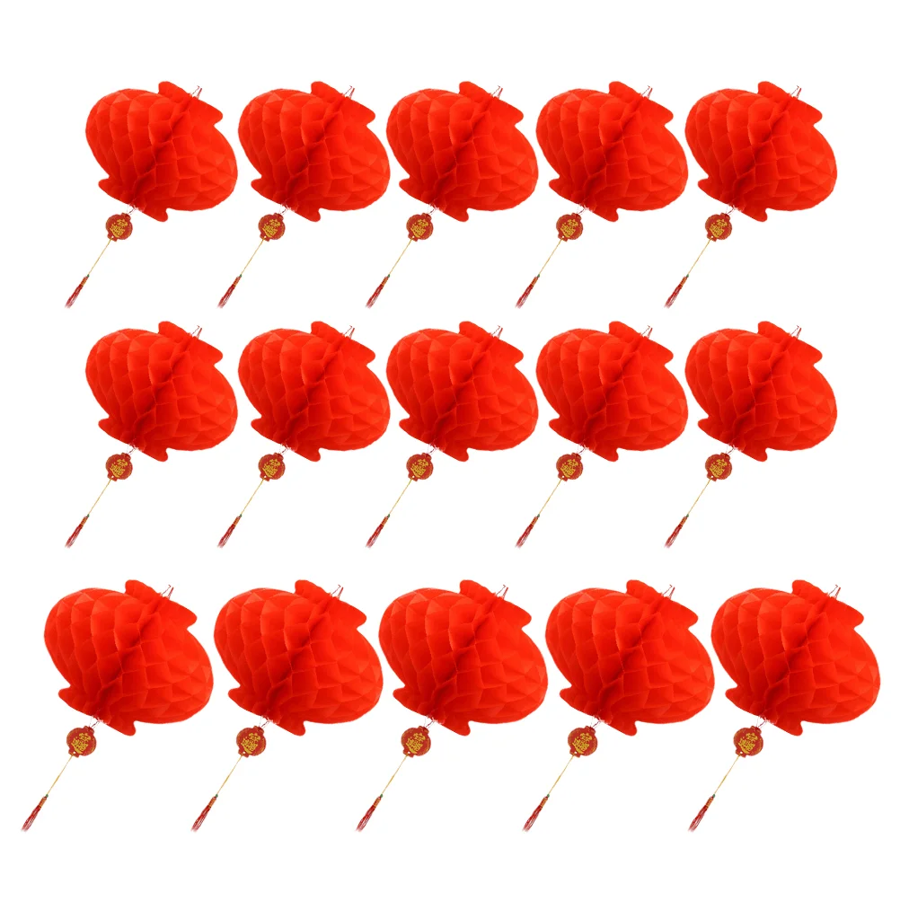 

20pcs Reusable Hanging Lanterns Honeycomb Lanterns Red Lanterns for Party New Year