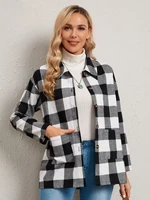 gingham print button front coat