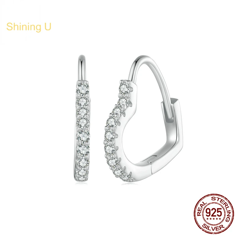 

Shining U S925 Silver Moissanite Earrings Heart Shape Plated In Platinum Fine Jewelry for Women Gift