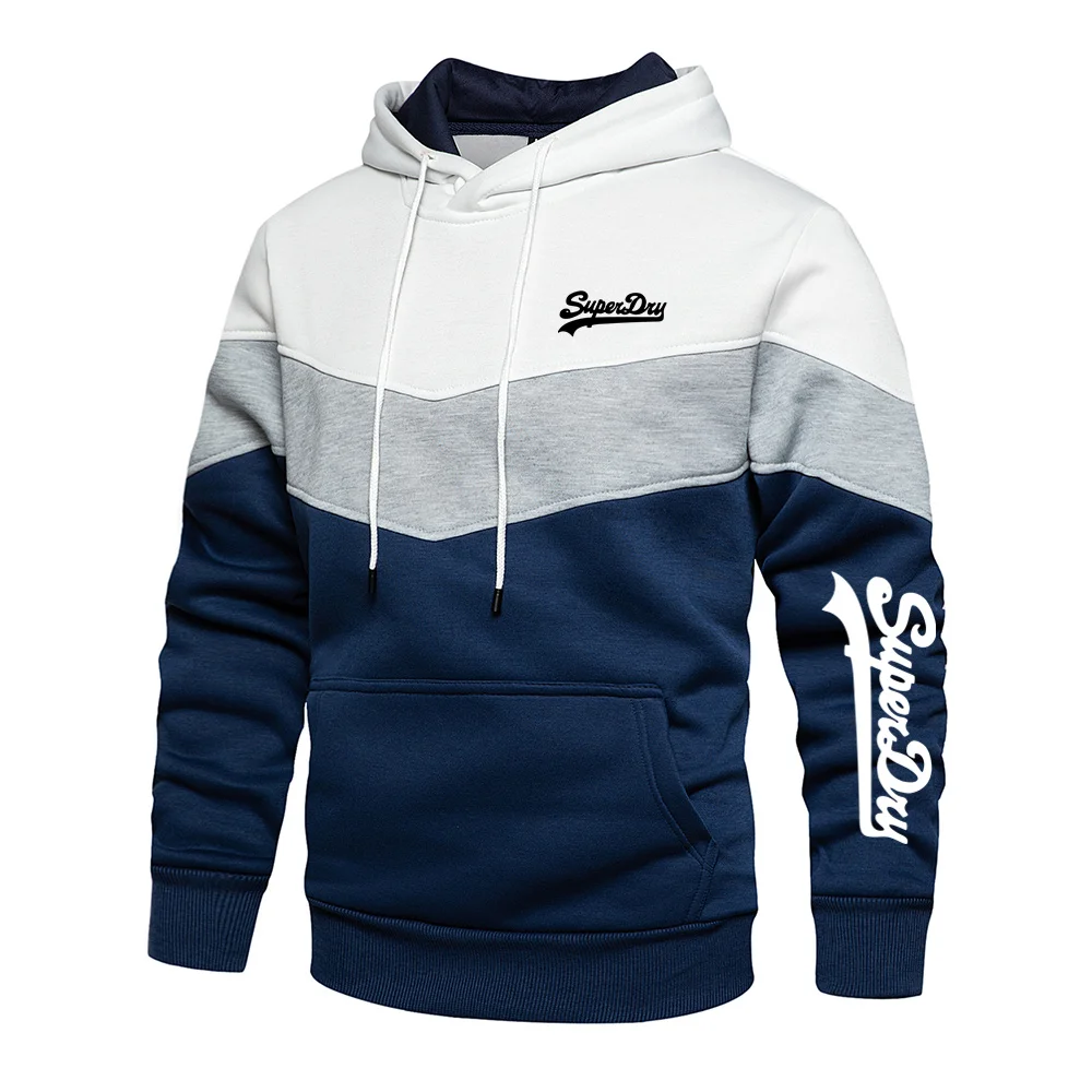 

Men Hoodies Casual Sweatshirts Fashion Hoody Loose Sportswear Splicing Plus Fleece Print Hip Hop Streetwear Male Clothing S-5XL