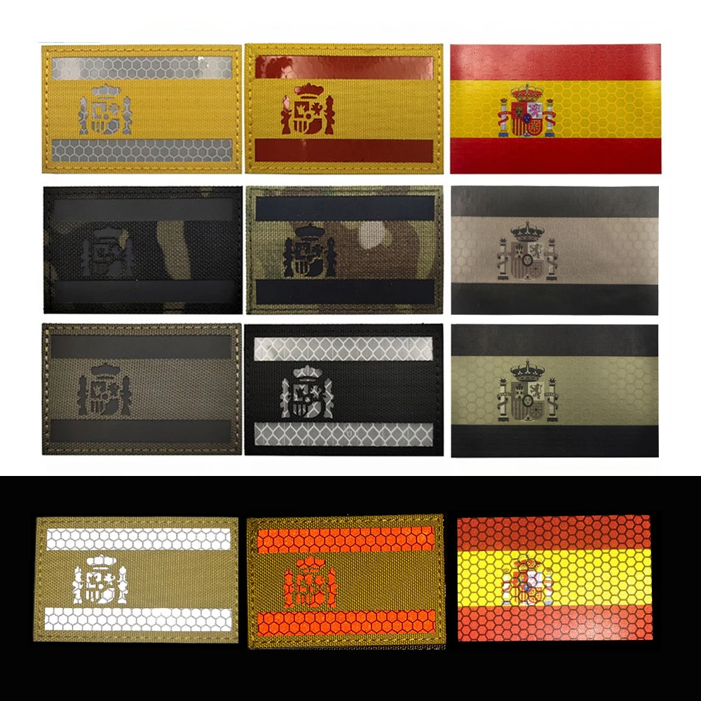 

Spain Flag IR Reflective Patch Military Armband Tactical Morale Badges Skull Emblem Appliques Spanish Flags Patches on Clothes