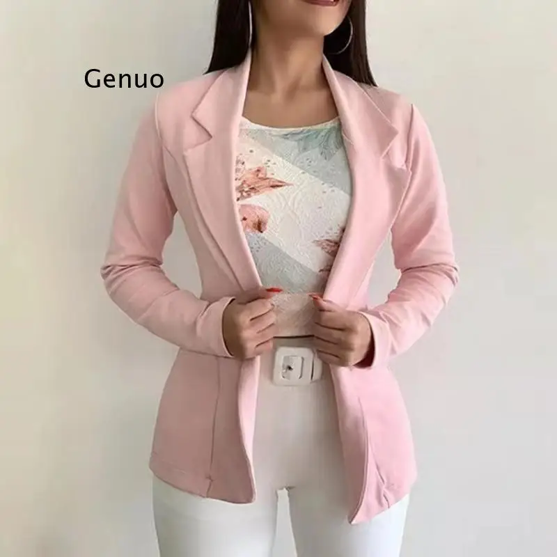 

2022 Long Sleeve Blazers for Women Blazer White Coat Single Button Office Lady Jacket Female Tops Suit Blazer Femme Jackets
