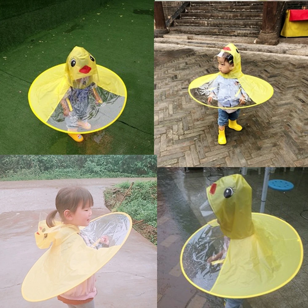 Children's Raincoat Little Yellow Duck Cloak Flying Saucer EVA Poncho Boy Girl Kindergarten Kids Net Red Baby Raincoat