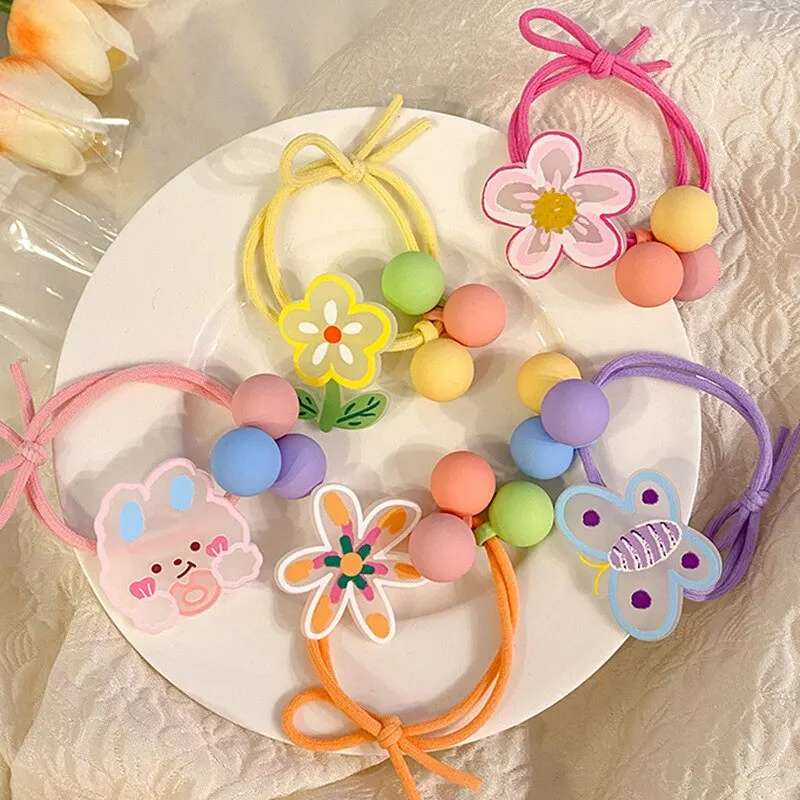 

Summer Fresh Cartoon Color Graffiti Hair Ring Japanese Cute Sweet Children Tie Hair High Elastic Head Rope Headdress