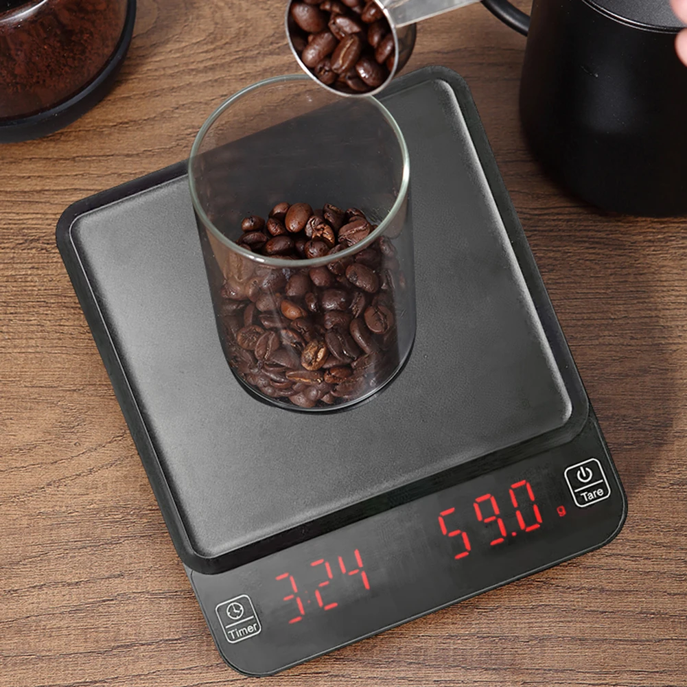 

3kg/0.1g Portable Electronic Scales Drip Coffee High Precision Timing Home Kitchen Scales LED Display Tools