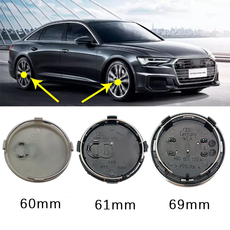 

20pcs 60mm 61mm 69mm Car Styling Wheel Center Cap Hub Covers Badge 4B0601170 For Audi A3 A4 A5 A6 A7 A8 S4 S6 Car Accessories