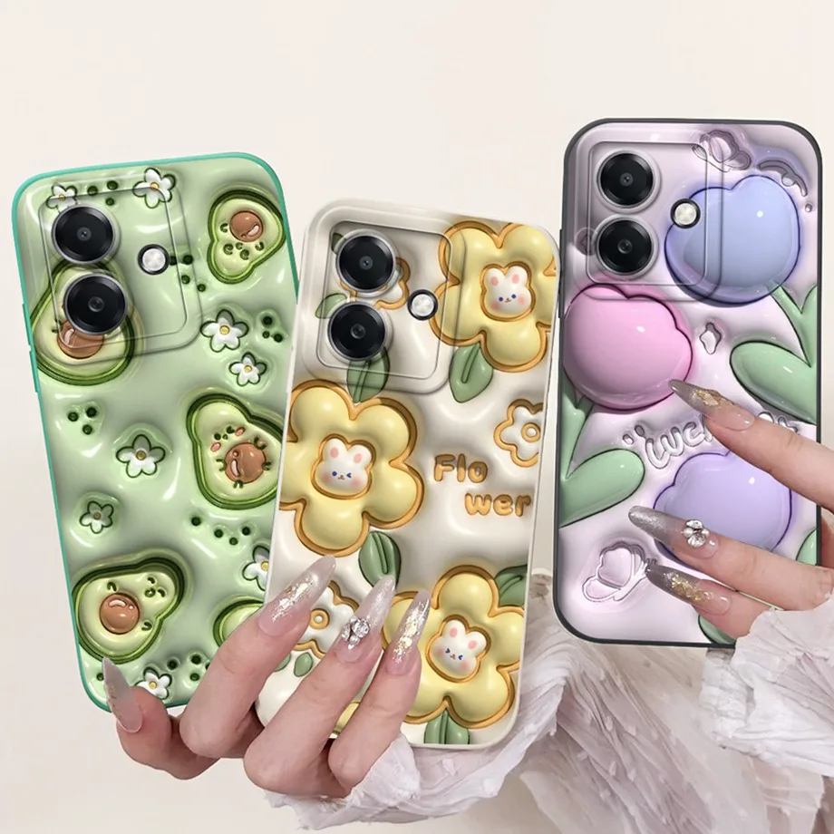 Для Oppo A3x 4G 5G India чехол Чехол A3 Мягкий Силиконовый ТПУ цветок бабочка девочка