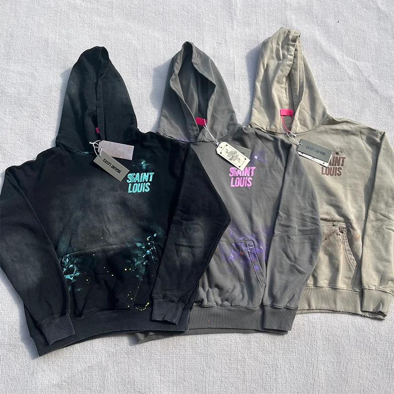 SSSAINT LOUIS винтажная толстовка с буквенным принтом и логотипом свободная