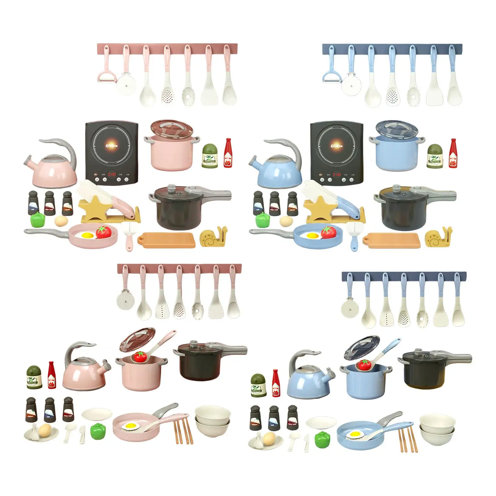 

Kitchen Playset Pretend Game Kitchen Accessories Set Cookware Appliance for Party Favors Girls Boys Toddler Kids Birthday Gift