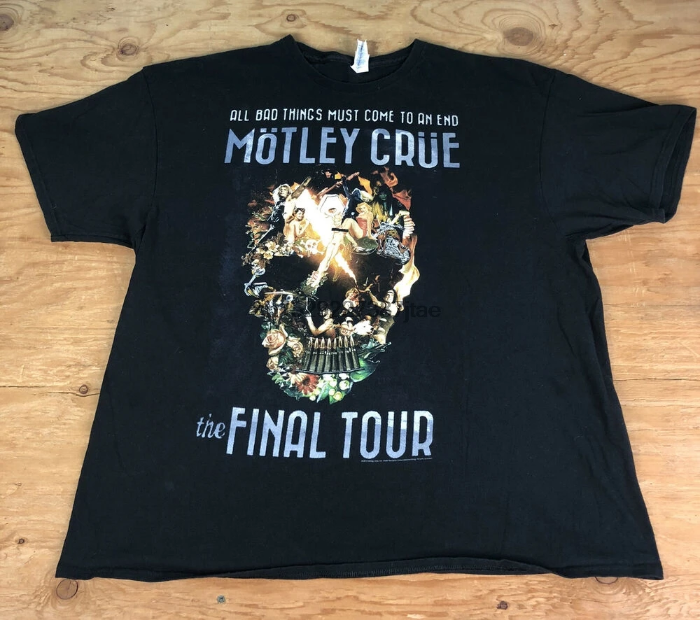 

2022 Montley Crue The Final Tour 2015 Black Band Tee T-Shirt Size Mens 2XL Music Rock