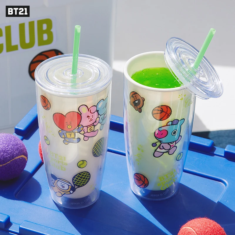 

750 мл Bt21 Спортивная Клубная чашка для холодных напитков аниме мультфильм Rj Mang Chimmy Shooky Tata фигурка мальчиков спортивная чашка для воды чайник соломенная чашка