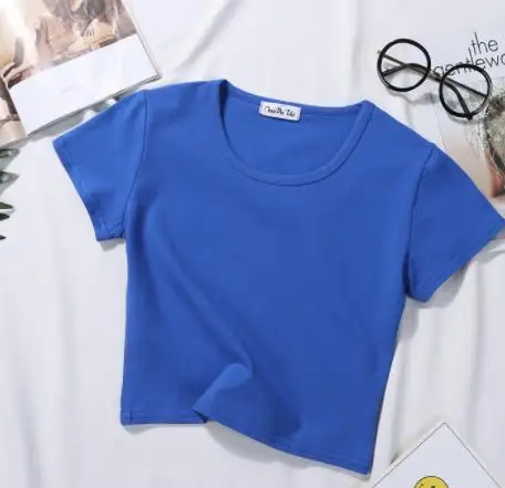 

2022 NEW FASHION WOMEN Women's T-Shirts Solid Color 100% Cotton Summer Round Neck Short Sleeves 2022