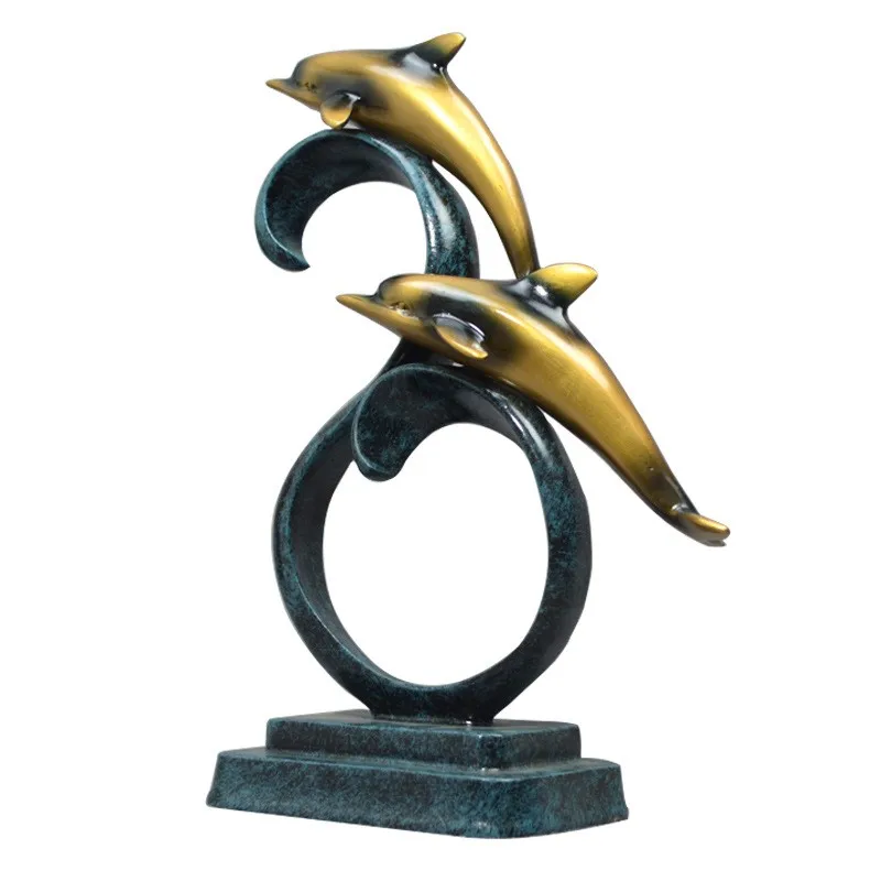 

Статуэтка дельфина ручной работы, креативное украшение для офиса, кабинета, стола, Статуэтка из смолы, простое художественное украшение