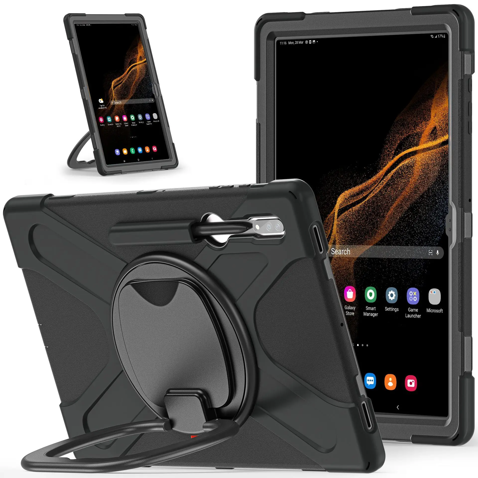 

2022.5 For Samsung Galaxy Tab S8 Ultra 14.6 Case SM-X900 X906 Tri-Folding Cover for Coque Galaxy Tab S8 Ultra Tablet Kids