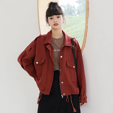Джинсовая куртка в Корейском стиле, свободные короткие топы из денима с кулиской, для студентов, дизайнерский стиль, для работы
