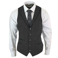 vintage wool herringbone slim suit mens business vest suitable for wedding
