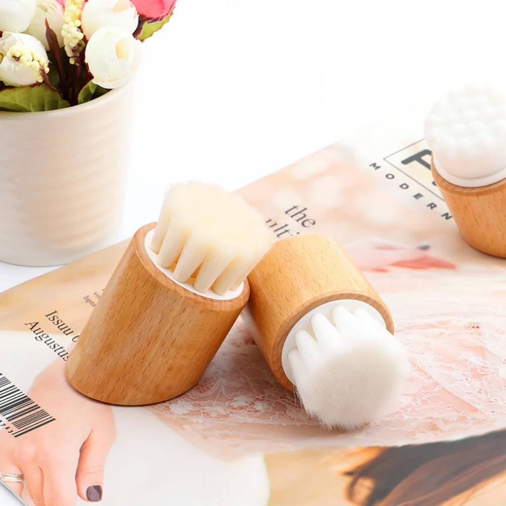 

Wooden Face Brush Deep Clean Soft Facial Skin Care Tool Soft Fiber Cleansing Brush