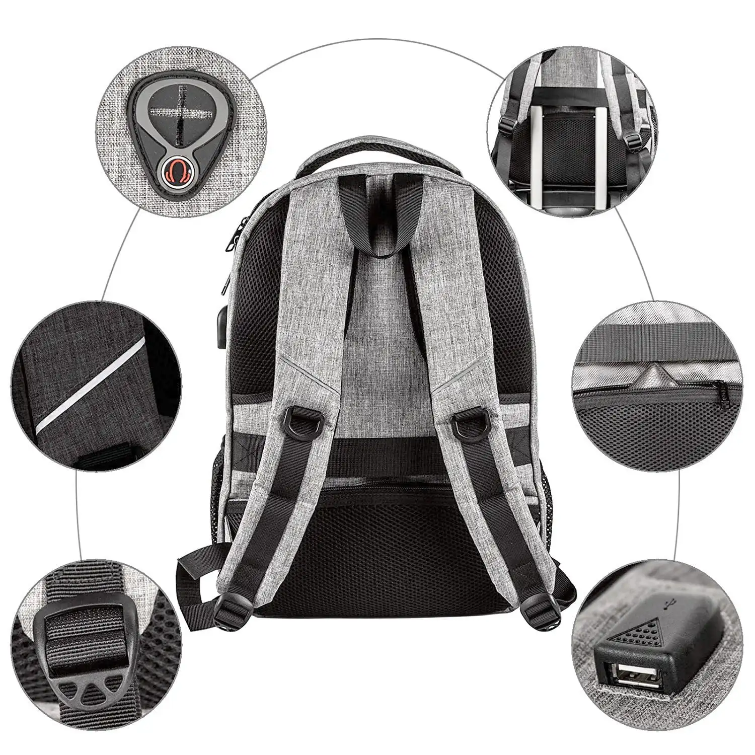 Safe Travel Laptop Backpack with USB Charging Port