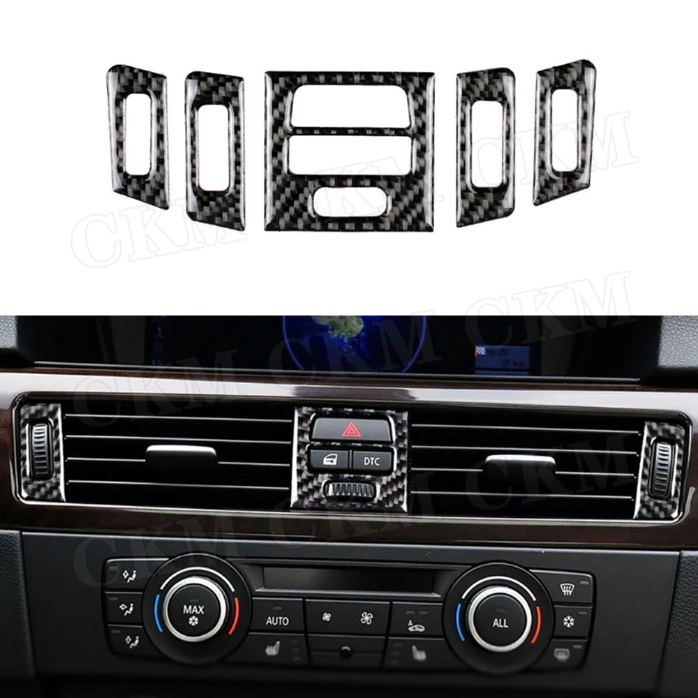 

Carbon Fiber Car Center Console Air Conditioning Outlet Trims A/C Vent Frame Cover Stickers for BMW E90 E92 E93 2005-2012
