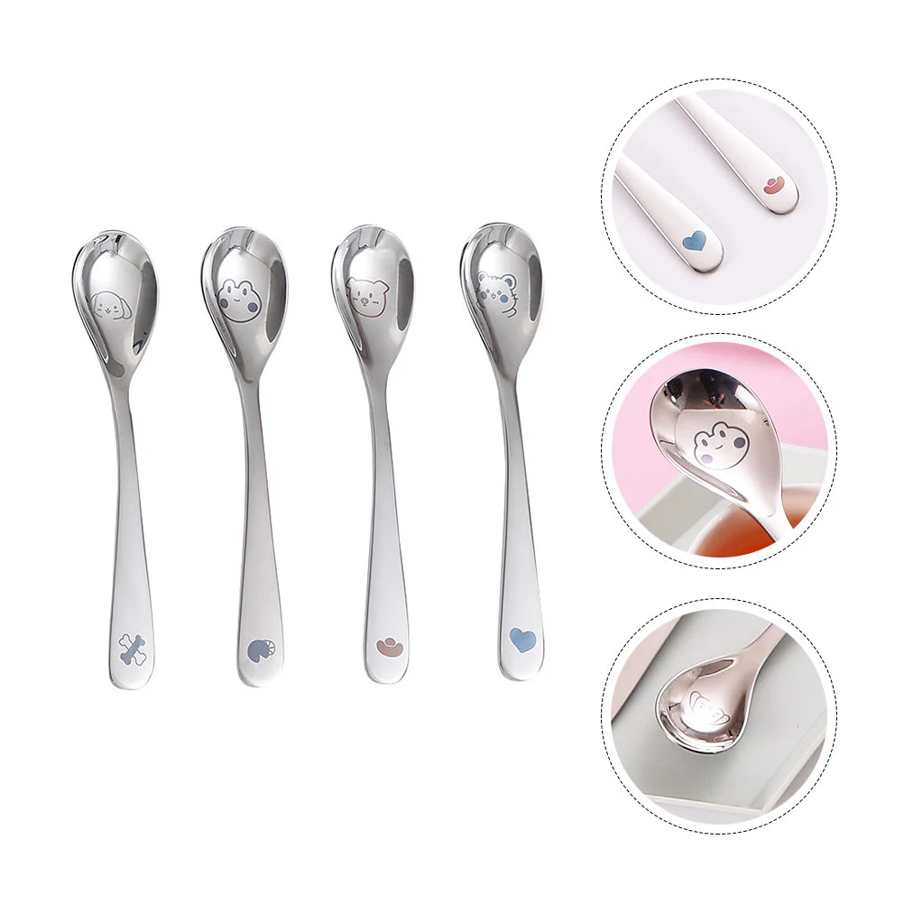 

Spoon Baby Spoons Stainless Steel Tableware Feeding Salt Cartoon Mixing Babies Teaspoon Cake Metal Coffee Scoop Tea Seasoning