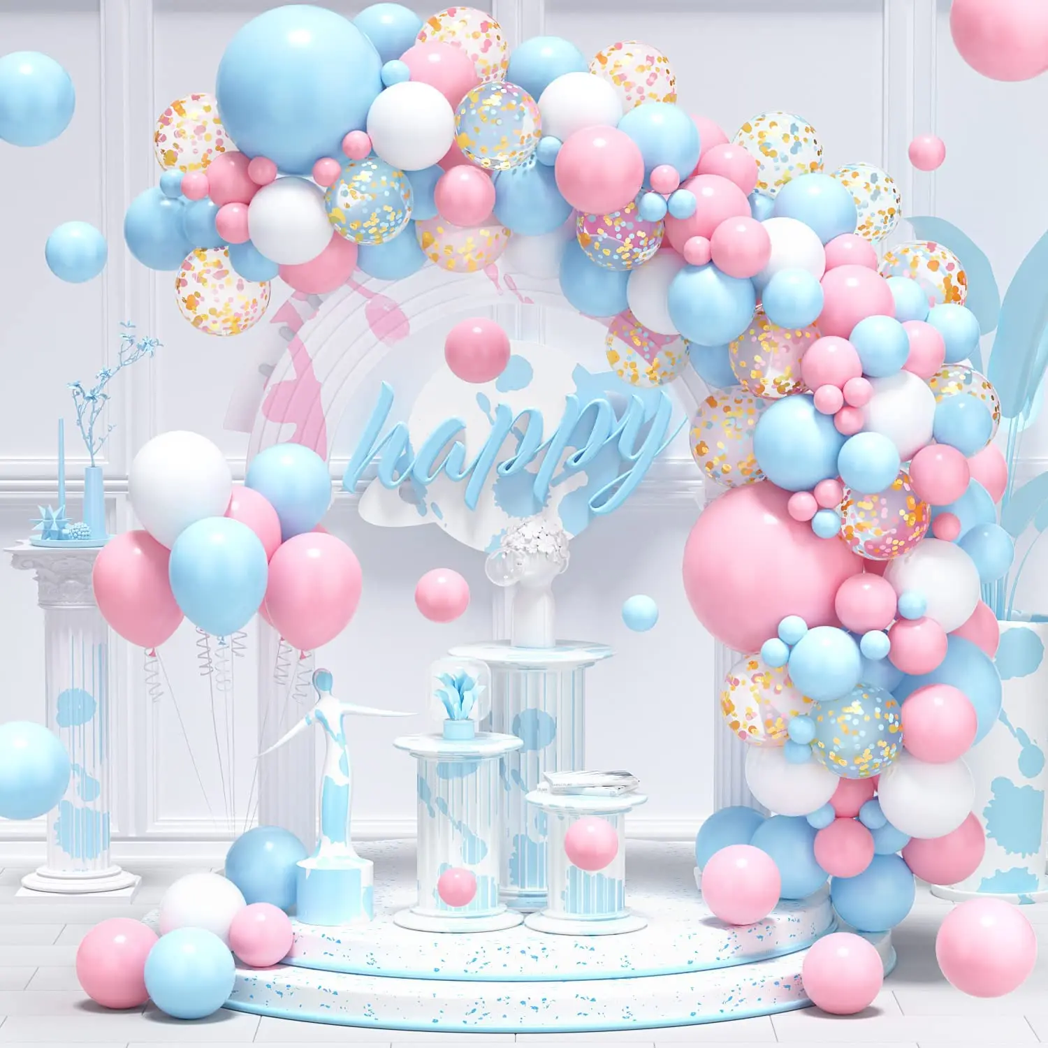 

Pastel Pink Blue Balloons Arch Garland Kit Boys Girls Gender Reveal Baby Shower Ballon Decorations Birthday Party Decor Globos