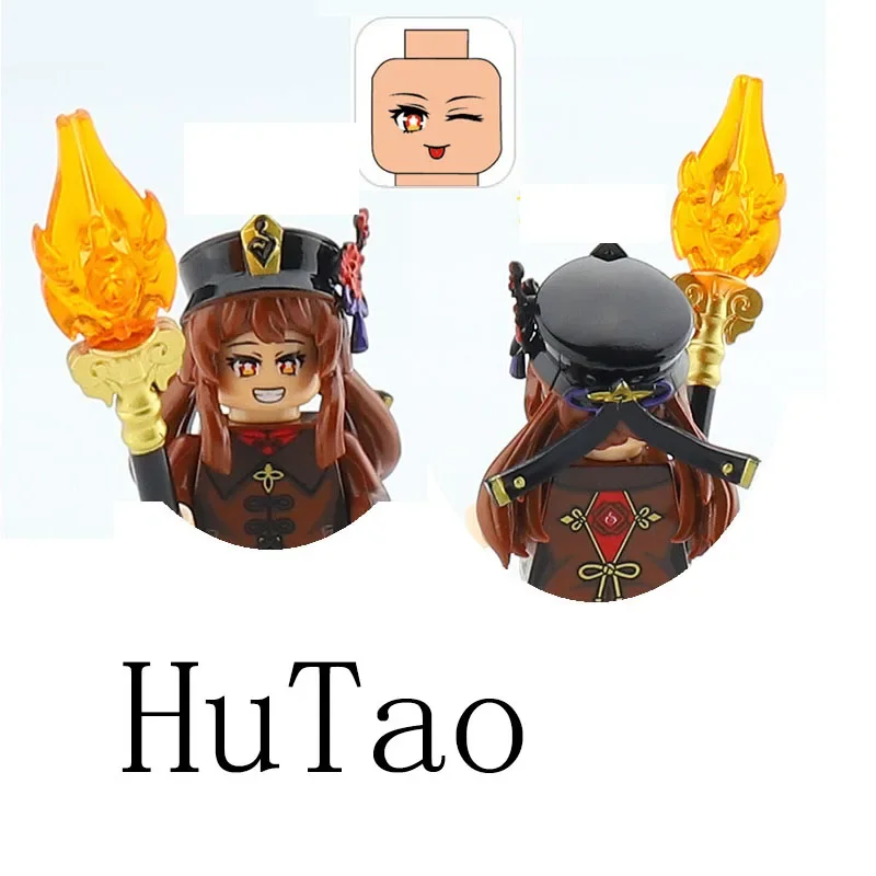 Игра Genshin klee Hu Tao Raiden Shogun Zhongli Qiqi строительные блоки игрушки мини-конструктор