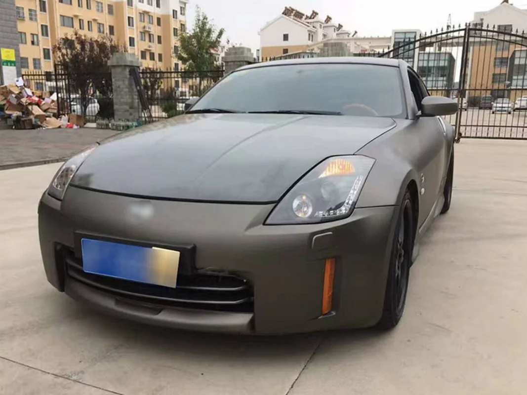 LED Strip Projector Headlights Black Compatible with 2003-2007 Infiniti G35 Coupe Left + Right Pair Headlamps Assembly