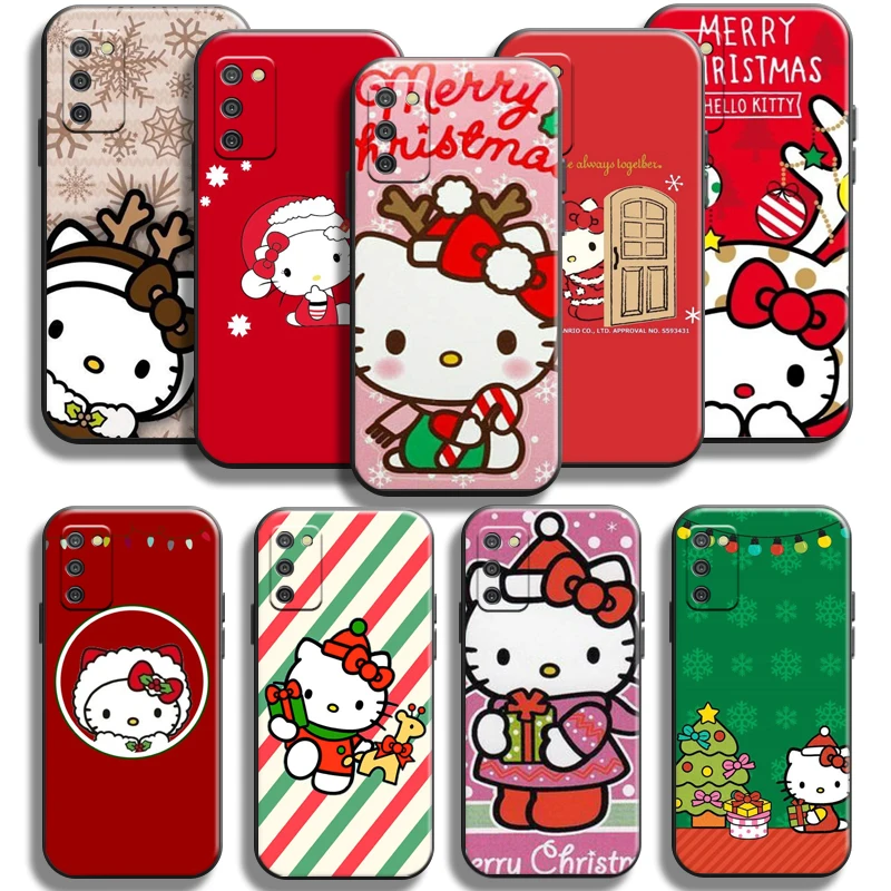 

Hello Kitty Kuromi Christmas Phone Case For Samsung Galaxy A02 A02S Shell Full Protection Back Liquid Silicon Funda Shockproof