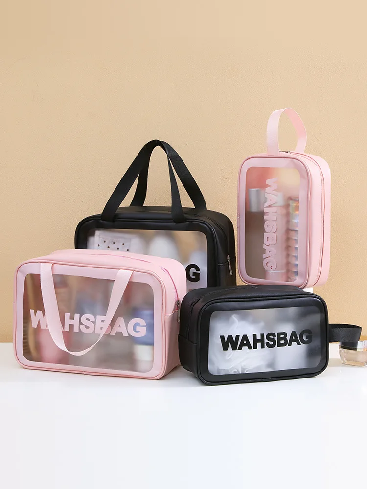 High Quality Waterproof Bathroom Washbag Cosmetics for Women Portable Makeup Bags Letter Transparent Travel Storage Case