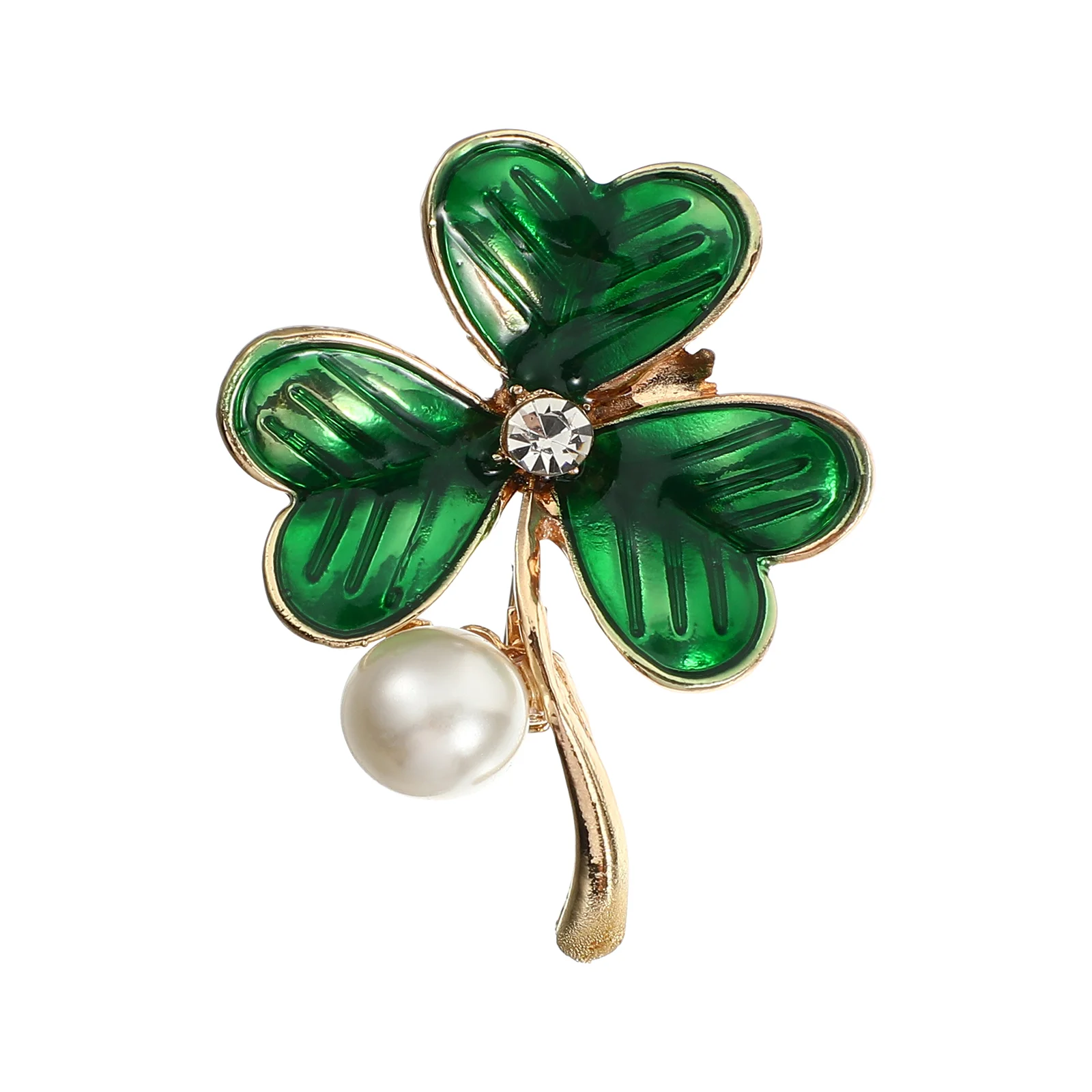 

1pc Shamrock Brooch Lapel Pin St Patrick's Day Brooch Shamrock Ornament Women Jewelry