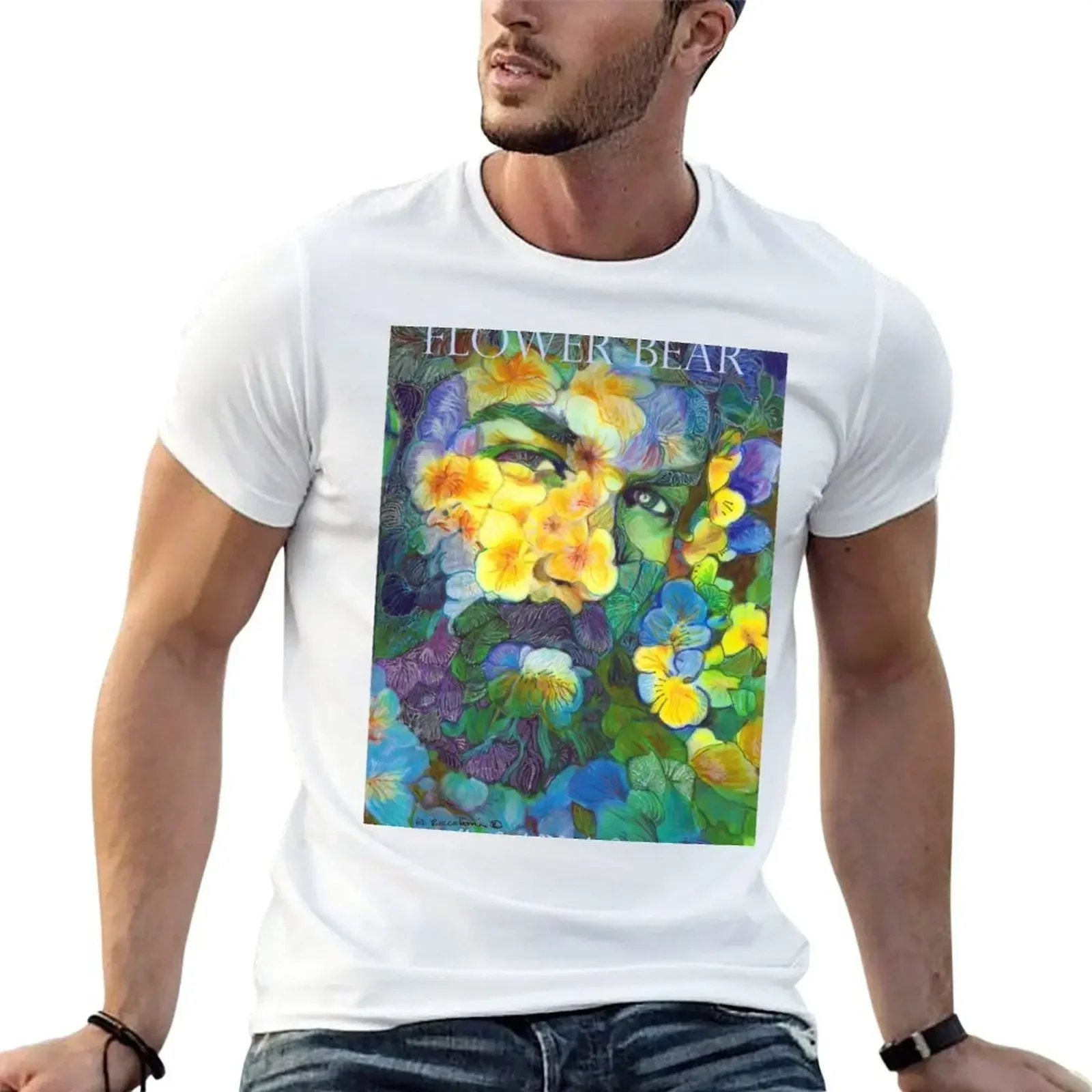 Футболка Flower Bear-RD Riccoboni рубашка большого размера летний топ мужская хлопковая