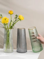 nordic glass gold rim flower vase home ornament big flower bottle creative transparent hydroponic vase wedding table decoration