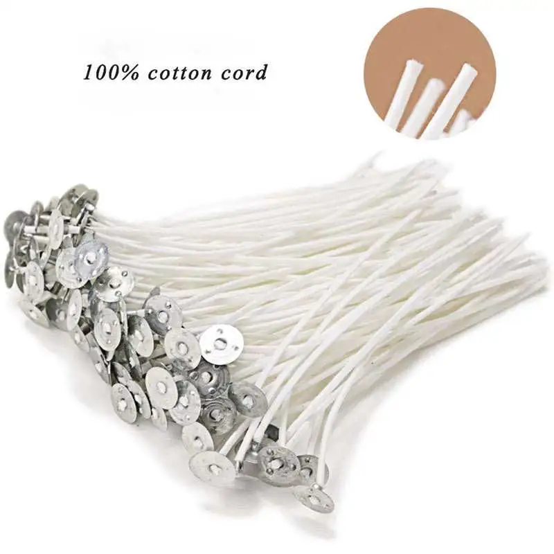 100Pcs/set Candle Wicks Smokeless Wax Pure Cotton Core Pre-waxed For DIY Making Party Supplies 8/10/12/15/18/20cm |