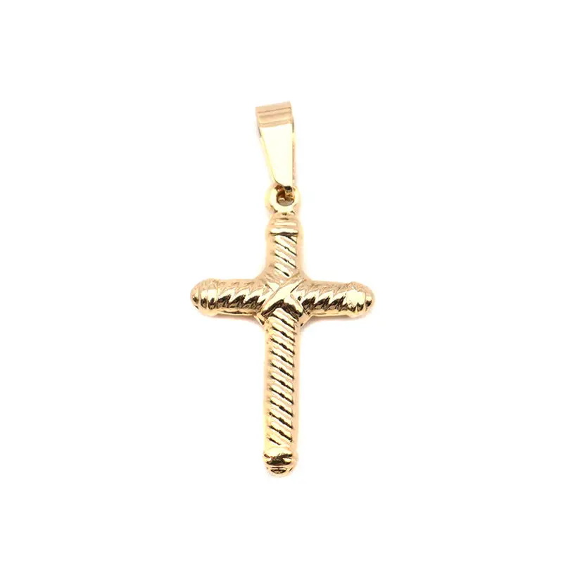 

Stainless Steel Pendants Cross Stripe Gold Color Pendants For Bracelets Necklaces Trendy Jewelry Gift Making 4cm x 2cm 1PC