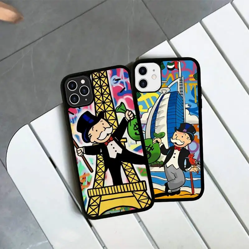 

Trend Cartoon Dollar Alec Monopoly Phone Case Silicone PC+TPU Case for iPhone 11 12 13 Pro Max 8 7 6 Plus X SE XR Hard Fundas