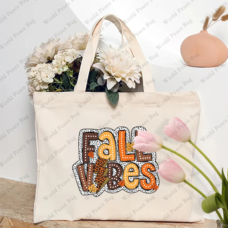 1 Шт. Осенняя Холщовая Большая Сумка С Узором Viburnum Женская Многоразовая Для