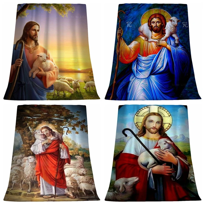 

My Hero Mr. Jesus Christ The Good Shepherd The Parable Of The Lost Sheep Flannel Blanket By Ho Me Lili For Home Trip Use