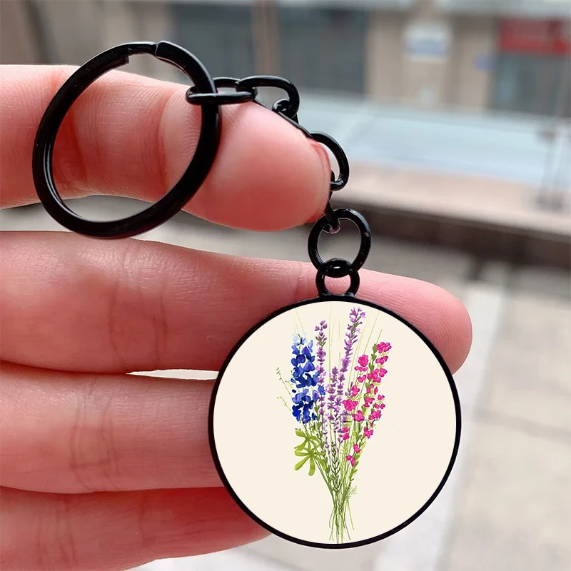 

Fashion subtle bi pride flowers Cute Cool Keychain Motorcycle Car Backpack Chaveiro Keychain Friend's Keyring Gift Accessories