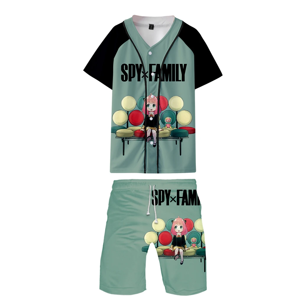 

SpyxFamily Summer New Baseball Uniform + Sports Pants T-shirt Fashion Hip-hop Baseball Men's and Women's Suits Anime Print