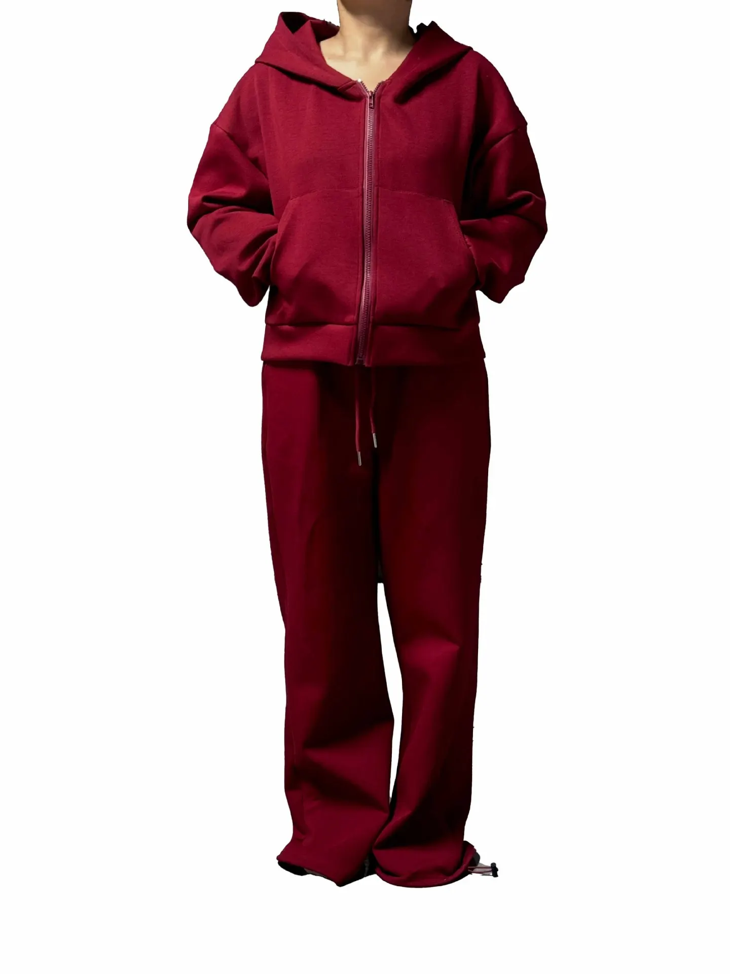 Ankela красный комплект с капюшоном из американского чистого хлопка куртка на