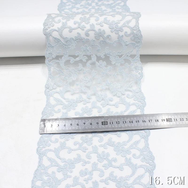 28 ярдов цветочная ткань с вышивкой Венецианская кружевная отделка фиолетовая