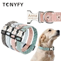pet customized collar leashes set personalized tag id name dog cat walking training rope for medium small pet adjustable collar